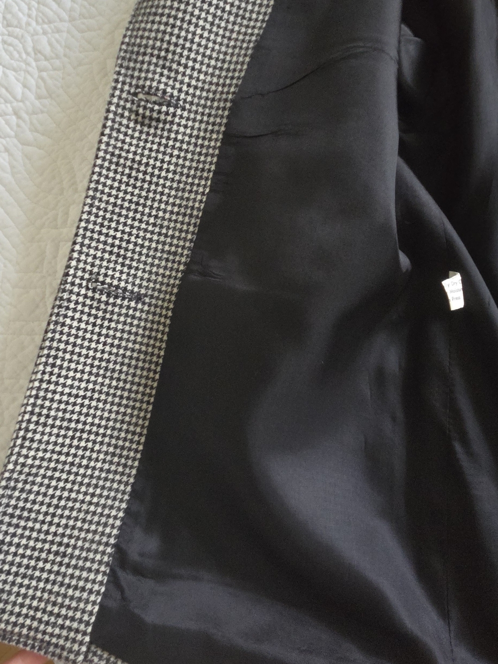 Vintage Wool Houndstooth Blazer Jacket - Black and White - Picture 10 of 16